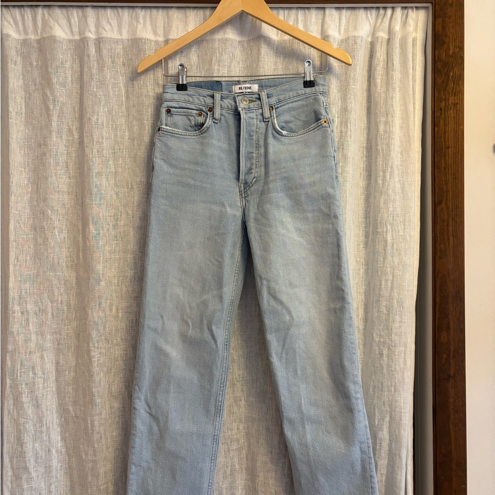 Re/Done 70s Stove Pipe High Rise Light Wash Jeans LIKE NEW